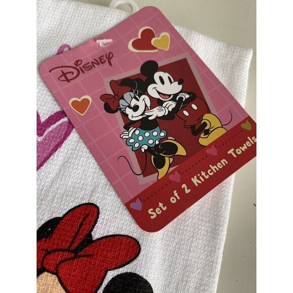 2 Pack Disney Mickey & Minnie Mouse Valentines Kitchen Towels 16 X 26” NEW - Picture 2 of 10